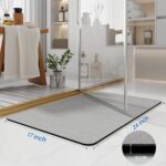 Bath Mat Rugs 24x17 - Diatomaceous Earth Bath Mat Quick Dry Absorbent Bathroom Rugs Rubber Non Slip Thin Bathroom Mat Fit Under Door, Bath Mats for Bathroom Floor, Tub and Shower, Sink, Grey - Image 2