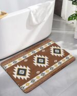 Diatomaceous Earth Bath Mat Bathtub Mat, Multicolor Southwest Boho Geometric Tribal Style Quick Dry Non-Slip Diatomite Mud Bathroom Floor Rugs for Bath Tub Kitchen Absorbent Pad, 16x24 Inch