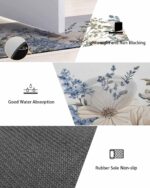 Bathroom Rug Absorbent Bath Rug, Spring Elegant Blossom Floral Kitchen Floor mats Non-Slip Diatomaceous Earth Bath Mat, Multicolor Flower Leaves Quick Dry Shower Mat Bath Rugs 18x30in - Image 2