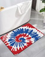 Diatomaceous Earth Bath Rug Bathtub Mat, Multicolor Tie Dye Quick Dry Non-Slip Diatomite Mud Bathroom Floor Rugs for Bath Tub Kitchen Absorbent Pad, 18x30 Inch