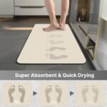 Diatomaceous earth bath mat Rubber Non Slip Super Absorbent Bath Mat Quick Dry Bathroom Rugs Thin Bathroom Floor Mats Fit Under Door- Shower Rug for in Front of Bathtub Shower,Beige, 15.7"*23.6" - Image 2