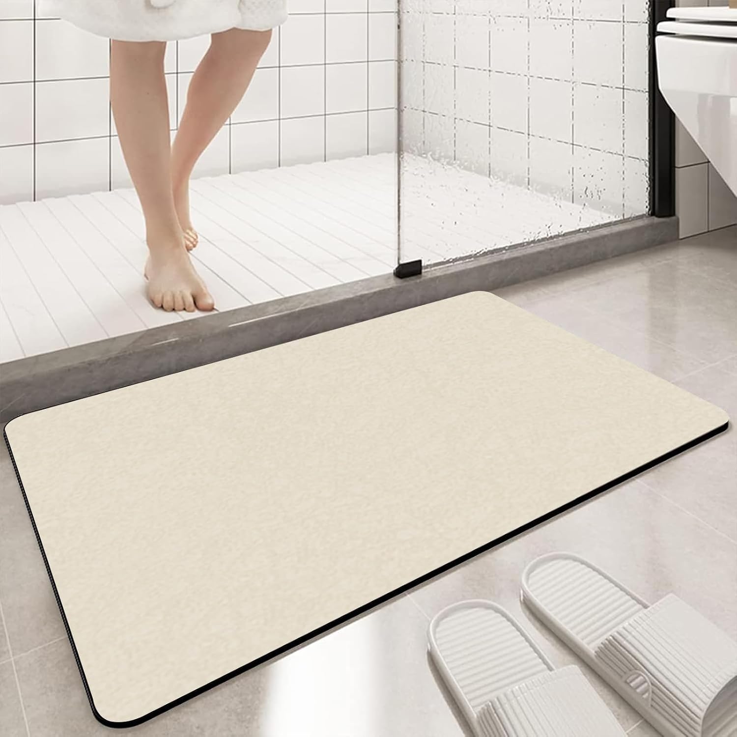 71M9OtDPOWL._AC_SL1500_.jpg Diatomaceous earth bath mat Rubber Non Slip Super Absorbent Bath Mat Quick Dry Bathroom Rugs Thin Bathroom Floor Mats Fit Under Door- Shower Rug for in Front of Bathtub Shower,Beige, 15.7"*23.6" - Image 1