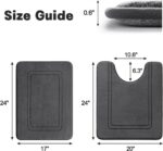 Memory Foam Bath Mat Set, Bathroom Rugs Sets 2 Pieces, Non Slip Bath Mats for Bathroom, Super Soft and Water Absorbent Bath Rug Set, Machine Washable U Shape Toilet Rug,Dark Grey - Image 2