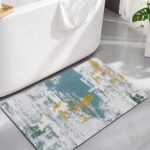 Multicolor Bath Mat for Tub,Non Slip Bathroom Floor Runner Rug Quick Dry & Absorbent Diatomaceous Earth Kitchen Room Shower Sink Washable Floor mats,Modern Abstract Minimalist Geometric Painting 18"x30"