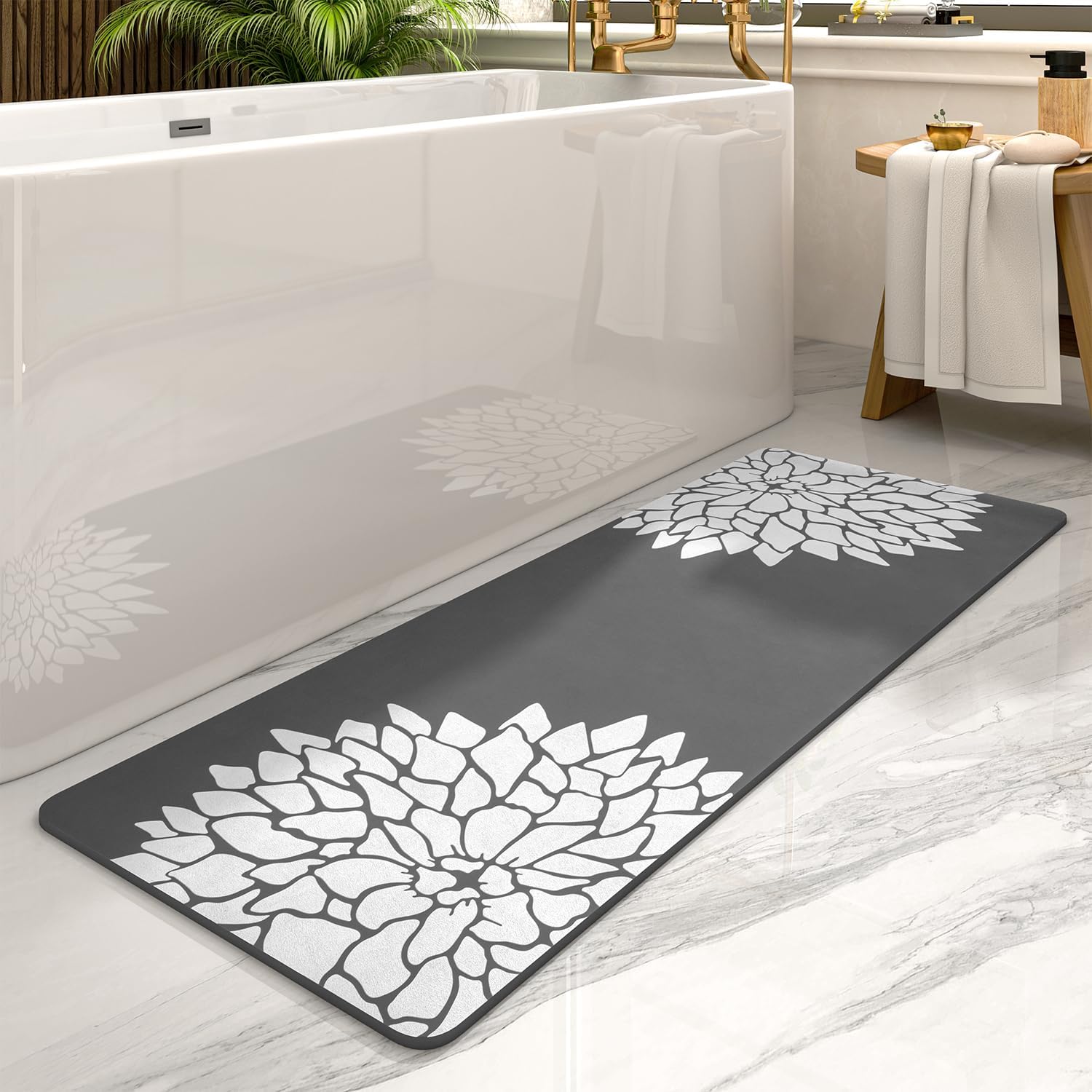 71hpJPsC9VL._AC_SL1500_.jpg No Stains Bathroom Runner Rug-Bath Mats for Bathroom Non Slip-Super Absorbent Bath Floor Mat Quick Dry Diatomaceous Earth Bath Rug-Large Bathmat-17 x57 - Image 1