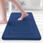 Memory Foam Bathroom Rug Mat 24x16, Ultra Soft and Absorbent Bath Mat, Machine Wash Dry, Comfortable Bath Rug Carpet for Bathroom Floor, Tub and Shower, Navy