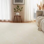 Thin Indoor Area Rug, Geometric Printed Washable Home Decor Carpet for Living Room Bedroom, 6' W ?? 9' L, Beige Geometric - Image 2