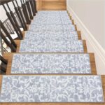 Carpet Stair Treads Non Slip Backing, 15 Pack 8" X 30" Stair Treads for Wooden Steps Indoor, Soft Washable Stairway Stair Runners Oriental Staircase Rugs for Kids Pets Elders(15pc, Grey)