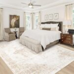 Area Rug 8x10 Washable Rug, Vintage Boho Medallion Rugs Non-Slip Soft Low Pile Large Distressed Rug Indoor Retro Carpet for Living Room Bedroom Dining Room Home Office (Beige, 8'x10') - Image 2