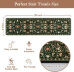 Floral Stair Treads Non-Slip Stair Runner for Wooden Steps Indoor 15PCS 30"x8" Carpet Stair Treads Stair Mats Staircase Step Treads for Kids, Elders and Dogs, Stair Covers, Black - Image 2