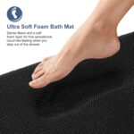 Thick Memory Foam Bath Mat Rug 30x20, Extra Soft Absorbent Bathroom Rug, Quick Dry Bath Mats, Non-Slip, Machine Washable Carpet for Bathroom, Tub and Shower, Home Decor Accessories, Black - Image 2