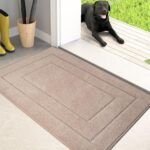Bathroom Rugs Mat 20" x 31.5", Non-Slip/Skid Machine Washable Entryway Rug, Dog Floor mats, Super Absorbent Welcome Mat for Muddy Wet Shoes and Paws, Beige