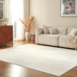 Thin Indoor Area Rug, Geometric Printed Washable Home Decor Carpet for Living Room Bedroom, 6' W ?? 9' L, Beige Geometric