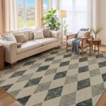 Easy Jute Rug 6x9 Checkered Rugs: Washable Woven Area Rug Non Slip Non Shedding Indoor Outdoor Carpet for Living Room Bedroom Dining Room Farmhouse Patio (6'x9' Black Diamond)