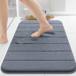 Memory Foam Bath Mat 30x20, Ultra Soft and Absorbent Bathroom Rugs, Non-Slip, Machine Wash Dry, Thick Bath Rug Carpet for Bathroom Floor, Sink and Shower, Dark Grey